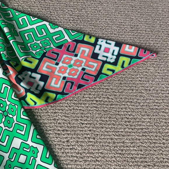 Crown & Ivy‎ Womens Dress Size 4P Green Pink Geometric Kimono Sleeves Shift Work - Picture 3 of 11